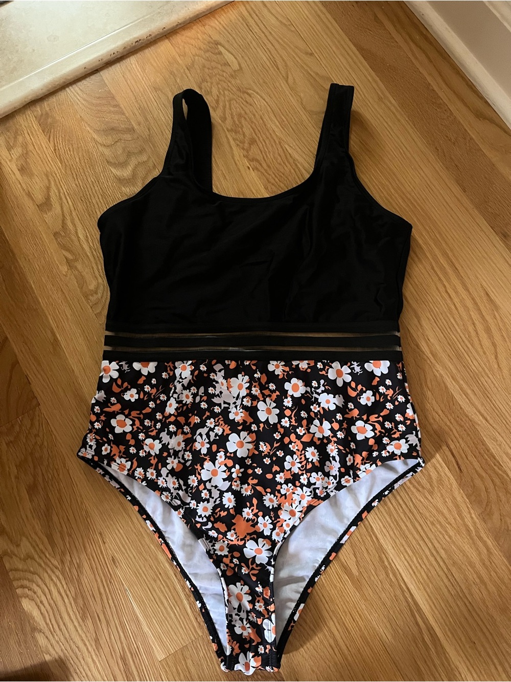 Black Floral One-Piece Swimsuit